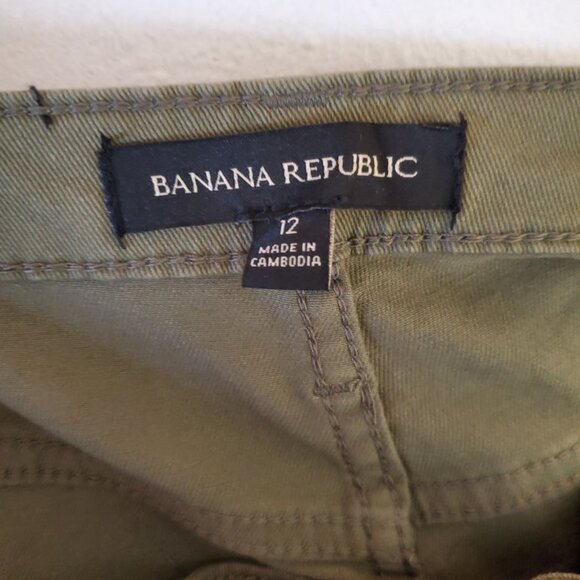 Banana Republic Womens Olive Green Utility Pants Size 12 Cotton Blend With Pocke - Picture 5 of 8